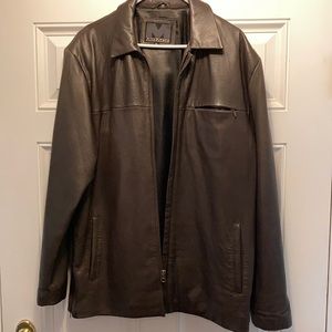 Men’s leather zip up jacket M